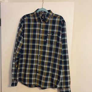 Volcom Men’s Blue and Yellow Casual Button Down Shirt Classic Fit. Size L